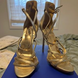 Badgley Mischka Gold Platform Heels